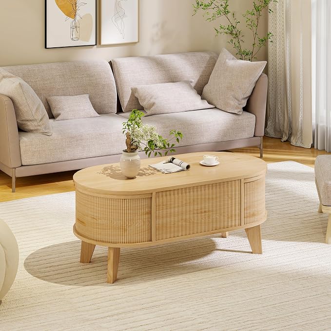 LYNCOHOME Fluted Lift Top Coffee Table - Image 6