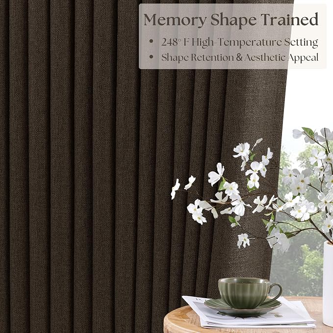 Dark Chocolate 96 Inch Blackout Pinch Pleated Curtains 2 Panels | - Image 2