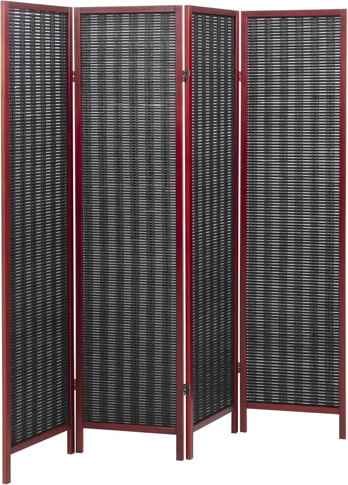 Roundhill Furniture Inkwell 4-Panel Bamboo Room Divider, Folding Portable - Image 9