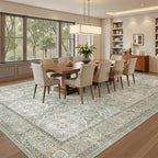 Soalmost 9x12 Area Rugs for Living Room Washable Rug Non-Slip Green/Brown | - Image 4