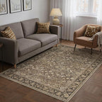 4x6 Brown Vintage Floral Washable Area Rug - Image 3