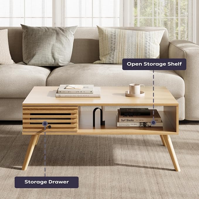 Furnify Mid Century Modern Coffee Table, CoffeeTable - Image 4