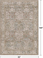 Vintage Moss Green Living Room Rug, 7x10 Washable Large Area Rugs - Image 2