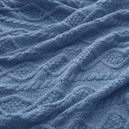 Homiest Dusty Blue Cable Knit Throw, 60 x 80 Inch, Lightweight Acrylic Knitted - Image 5