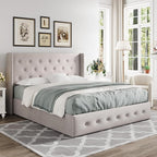 Allewie Full Size Lift Up Storage Bed, Button Tufted Headboard - Image 8