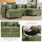 111'' Sectional Cloud Deep Seat Couch, Oversized Chenille U Shaped Sectional - Image 3