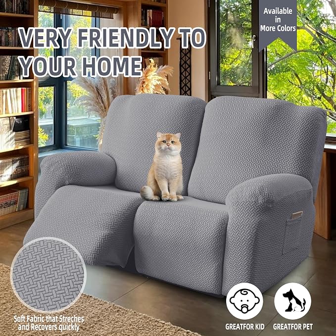 Genina Recliner Loveseat Cover Stretch Couch Covers Sofa slipcover - Image 3