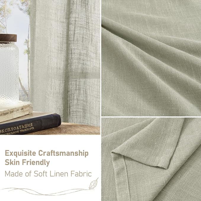 Sage Grey Linen Kitchen Curtains 30 Inch Length - Image 6
