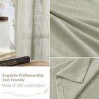 Sage Grey Linen Boho Semi Sheer Curtains 80 inch Length 2 Panels | Light - Image 6