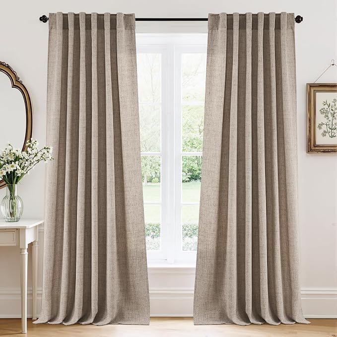 RYB HOME Sheer Curtains 102 inches, Extra Long Floor to Ceiling Curtains | Half by RYBHOME