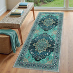 RELEANY Washable Area Rug, Runner 3'x7', Teal | Non-Slip, Water Repellent - Image 2