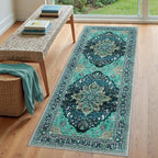 RELEANY Washable Area Rug, Runner 3'x6', Teal | Non-Slip, Water Repellent - Image 3