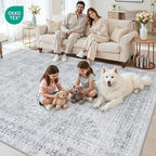 6x9 Area Rugs Living Room: Bedroom Neutral Washable Carpet Gray | Vintage Boho - Image 8