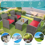 SUNLEI 4 Pcs Outdoor Patio Furniture Sets, Rattan Chair Wicker Conversation Set - Image 8