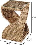 SEI Furniture - Nivala Water Hyacinth Accent Table - Bohemian Design, Natural - Image 7