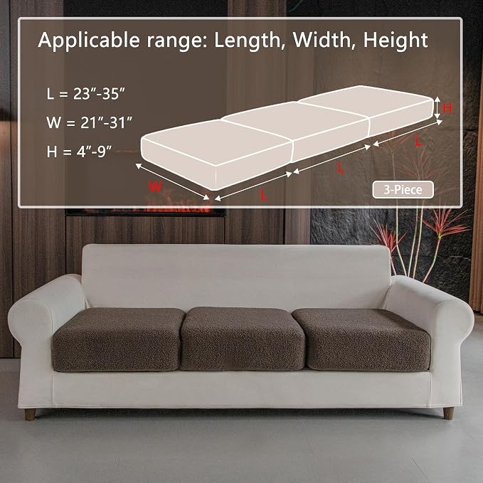 OHSIO Couch Cushion Covers for Sectional Sofa, Stretch Soft Sofa Slipcovers - Image 2