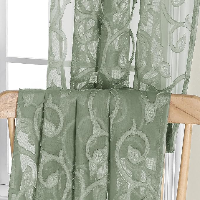 Furman Sheer Sage Green Curtains 90 inches Long - Image 6