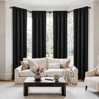 MIULEE 84 Inch Length Black Blackout Bedroom Curtains Set of 4 | Thermal by MIULEE