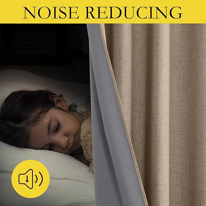 NICETOWN Burlap Vintage Open Linen Weave Flax Thermal Curtains, 100% Blackout - Image 5