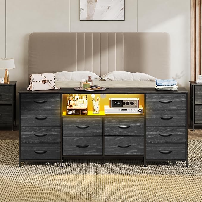 WLIVE 12 Drawer Dresser for Bedroom, 75 inch TV - Image 2