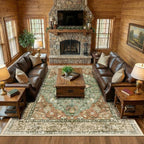 RELEANY Washable Area Rug, Large 10'x12', Brick/Brown/Green | Non-Slip - Image 2