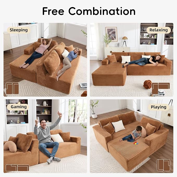 Opiesit 108" Boneless Couches for Living Room, Modular Sectional Sofa - Image 7