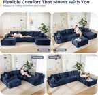 MAXYOYO 132" Giant U-Shaped Modular Sectional Couch, Modern Boneless Couch - Image 4