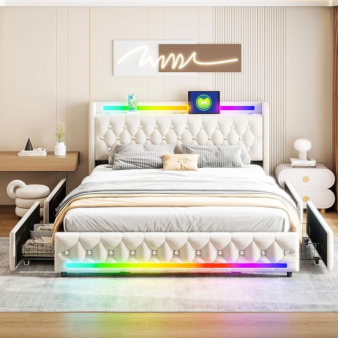 Music Player Bed with Bluetooth Speakers, Queen Size Smart Bed, USB&Type C - Image 5