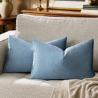 GIGIZAZA Stone Blue Velvet Throw Pillow Covers 12x20 Pack of 2 | Decorative - Image 6