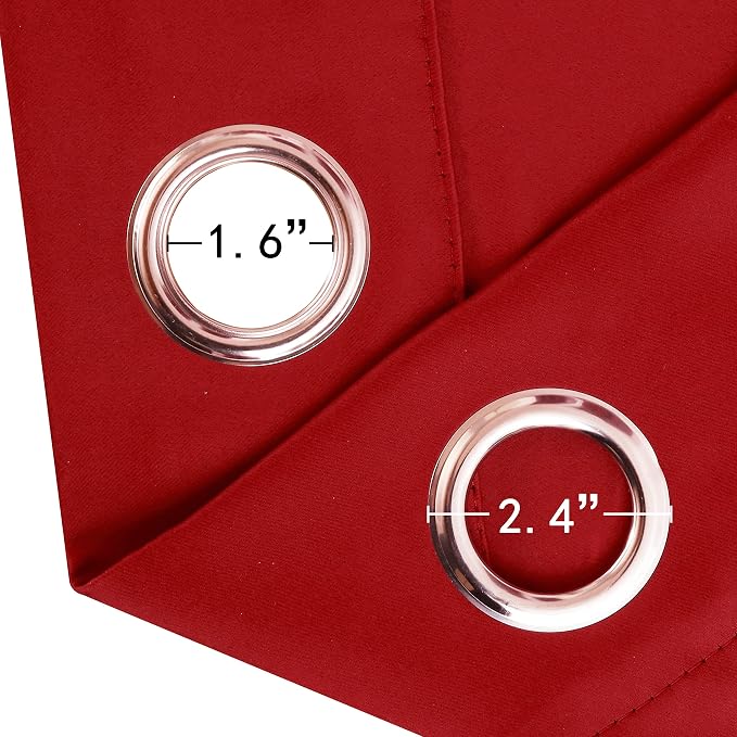 Blackout Curtains 52 x 84 inch/Bright Red Curtains Set of 2 Panels/Thermal - Image 6