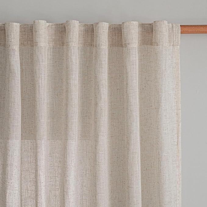 MYSKY HOME Extra Long Curtains for Living Room, Natural Linen Window Curtain by MYSKYHOME