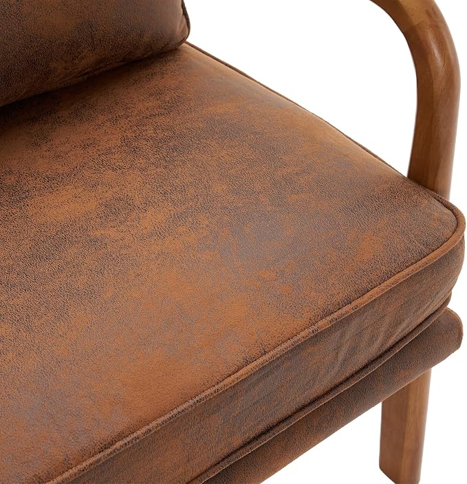Bonnlo Microfiber Rustic Mid Century Modern Accent Chair, Soild Wood Padding - Image 5