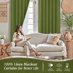 84 Inch Sage Green 100% Blackout Linen Curtains - Image 2