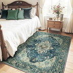 RELEANY Washable Area Rug, Water Repellent, Pet Friendly, Vintage Floral Boho by RELEANY
