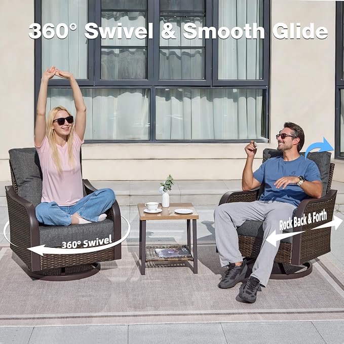 Outdoor Swivel Rocker Chairs, Wicker Swivel Rocking Chairs - Image 3