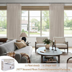Pleated Greyish Brown Light Filtering 102 Inch Long Curtains 2 Panels Set - Image 5