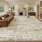 Soalmost 12x15 Washable Area Rugs Soft Living Room Rug Abstract Brown | Large by Soalmost