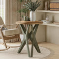 Pedestal Farmhouse End Table, Distressed Top by LONYKE