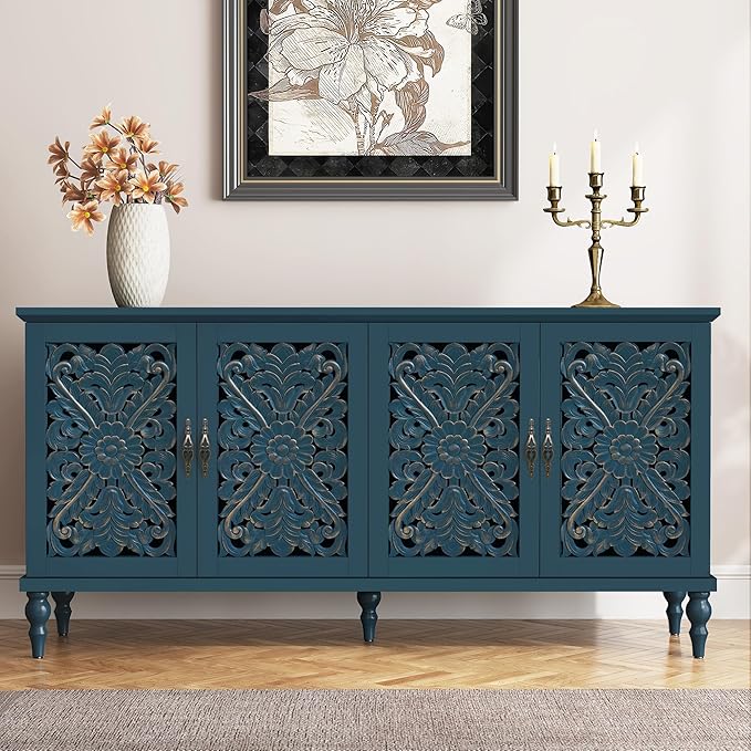 ARTPOWER 61.8" Hollow Carved Wood Accent Cabinet by PowerofArtBetterforLife