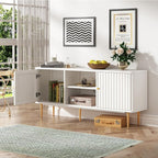 ARTPOWER 55” Fluted TV Stand, Mid Century Modern White TV Stand - Image 5