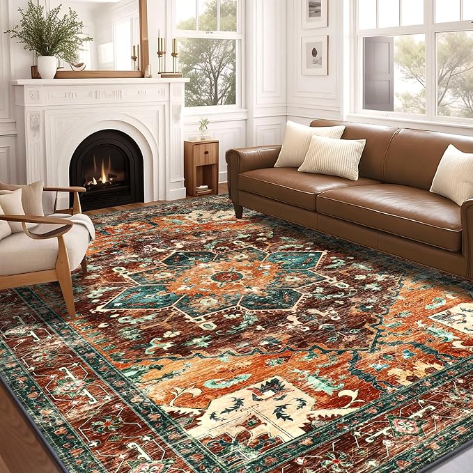 Yamaziot 8x10 Large Area Rug, Non-Slip Washable Boho Living Room Rug | Stain by Yamaziot