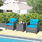 HAPPYGRILL 3 Pieces Patio Conversation Set, Outdoor Furniture Set PE Rattan - Image 2