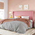 Allewie King Size Velvet Bed Frame/Vertical Channel Tufted Wingback by Allewie