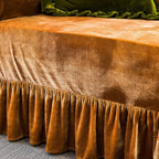 GLORY SEASON Velvet Sofa Cover Soft Decorative Luxurious Solid Exquisite Ruffle - Image 6