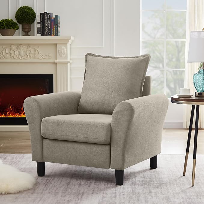 Mid-Century Accent Chair, Modern Linen Fabric Armchair - Image 7