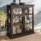 BELLEZE Storage Cabinet with Shelves and Glass Doors by BELLEZE