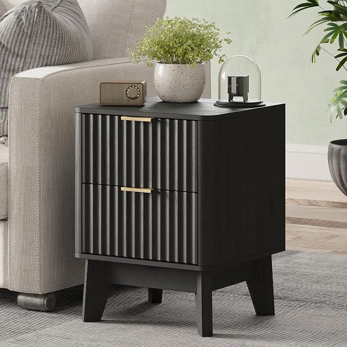 Fluted Nightstand, Modern End Table by TROJMHome
