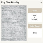 Soalmost 3x4 Rugs Non-Slip, Small Washable Kitchen Entryway Area Rug Grey | - Image 5