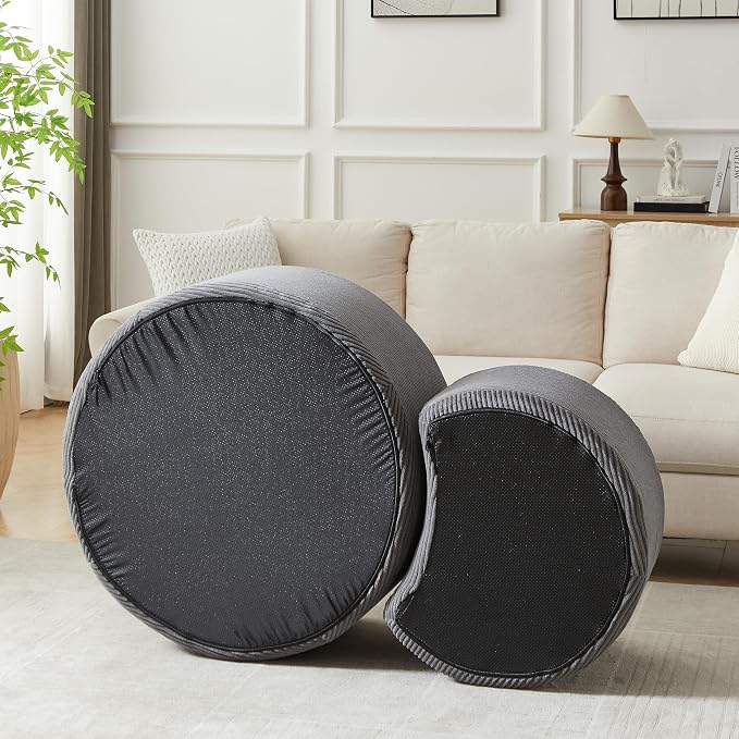 49.7'' Foam Round Nesting Coffee Table Set of 2, Modern Upholstered Side End - Image 6