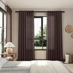Coffee Linen Curtains 80 Inch Length 2 Panels Set Back Tab Rod Pocket Textured - Image 7